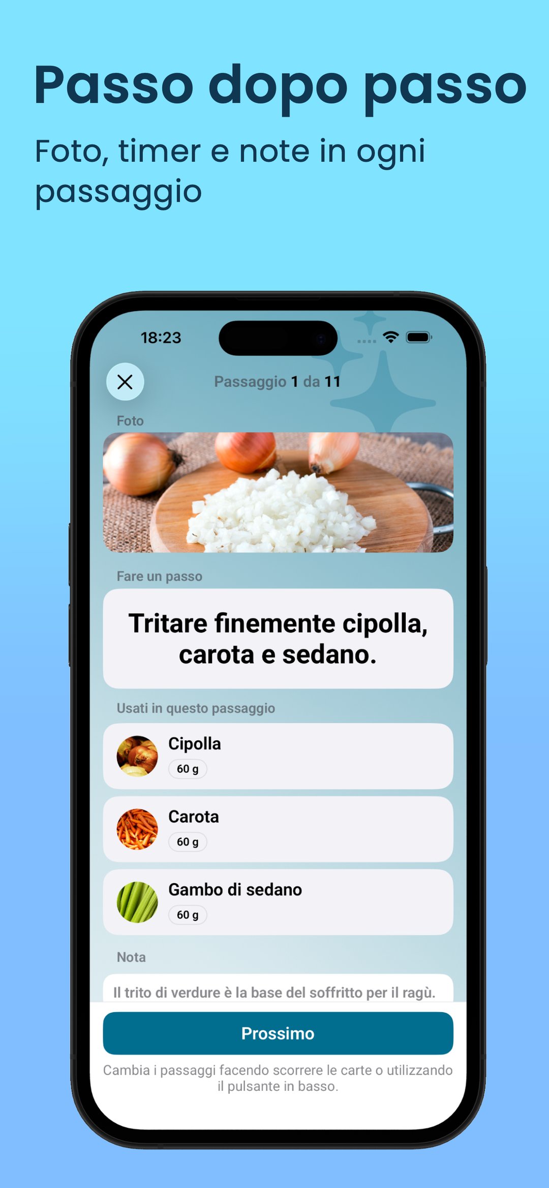 Passo passo: foto, timer e note per ogni passaggio