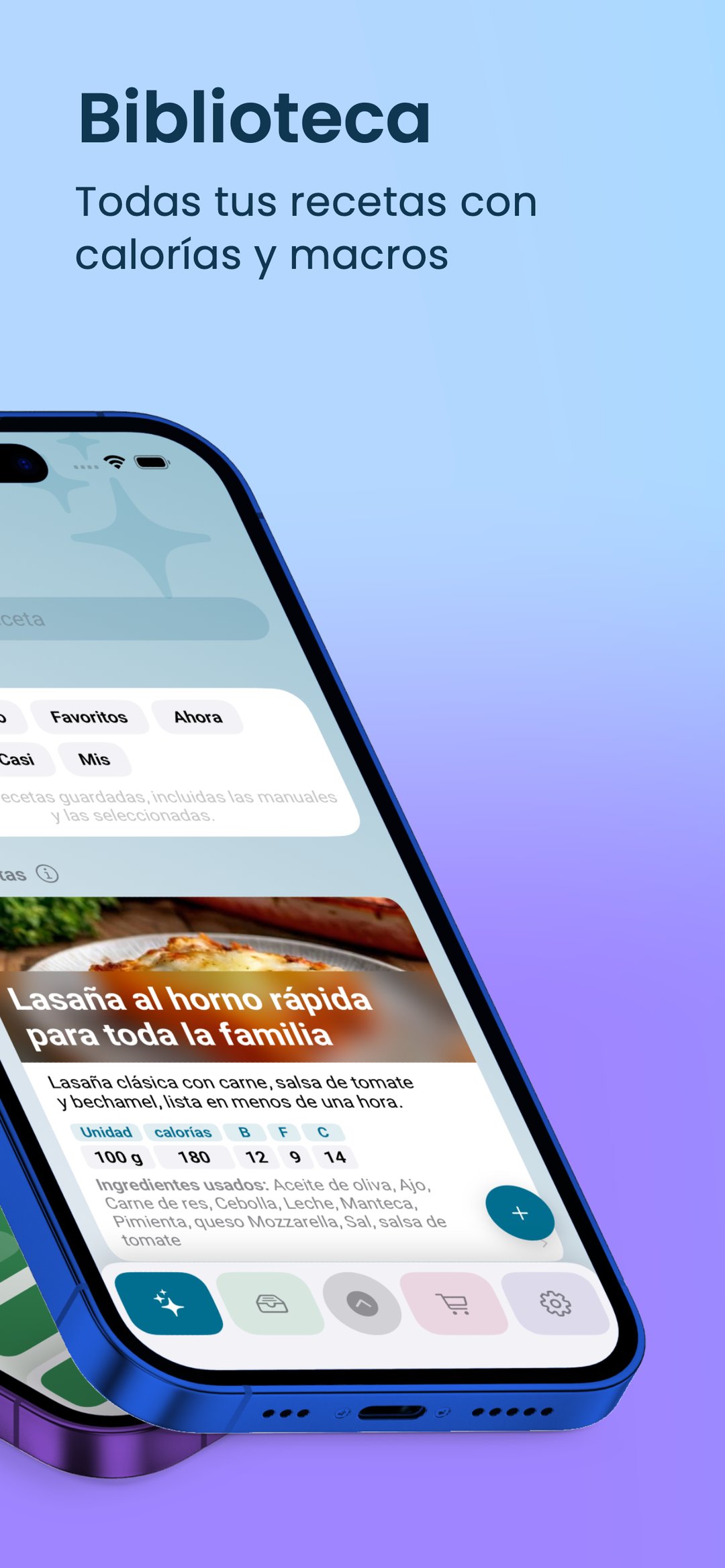 Biblioteca: todas tus recetas con calorías y macros