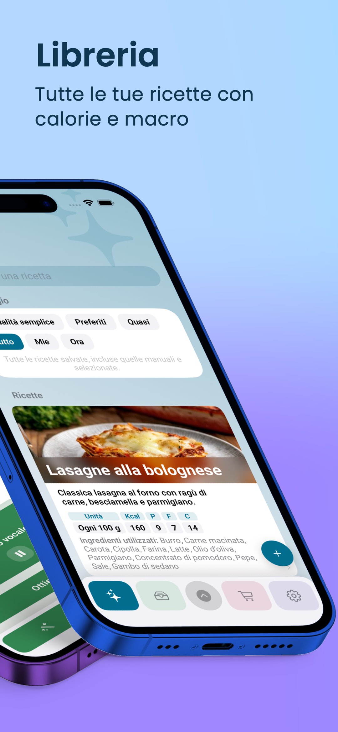 Libreria: tutte le tue ricette con calorie e macro