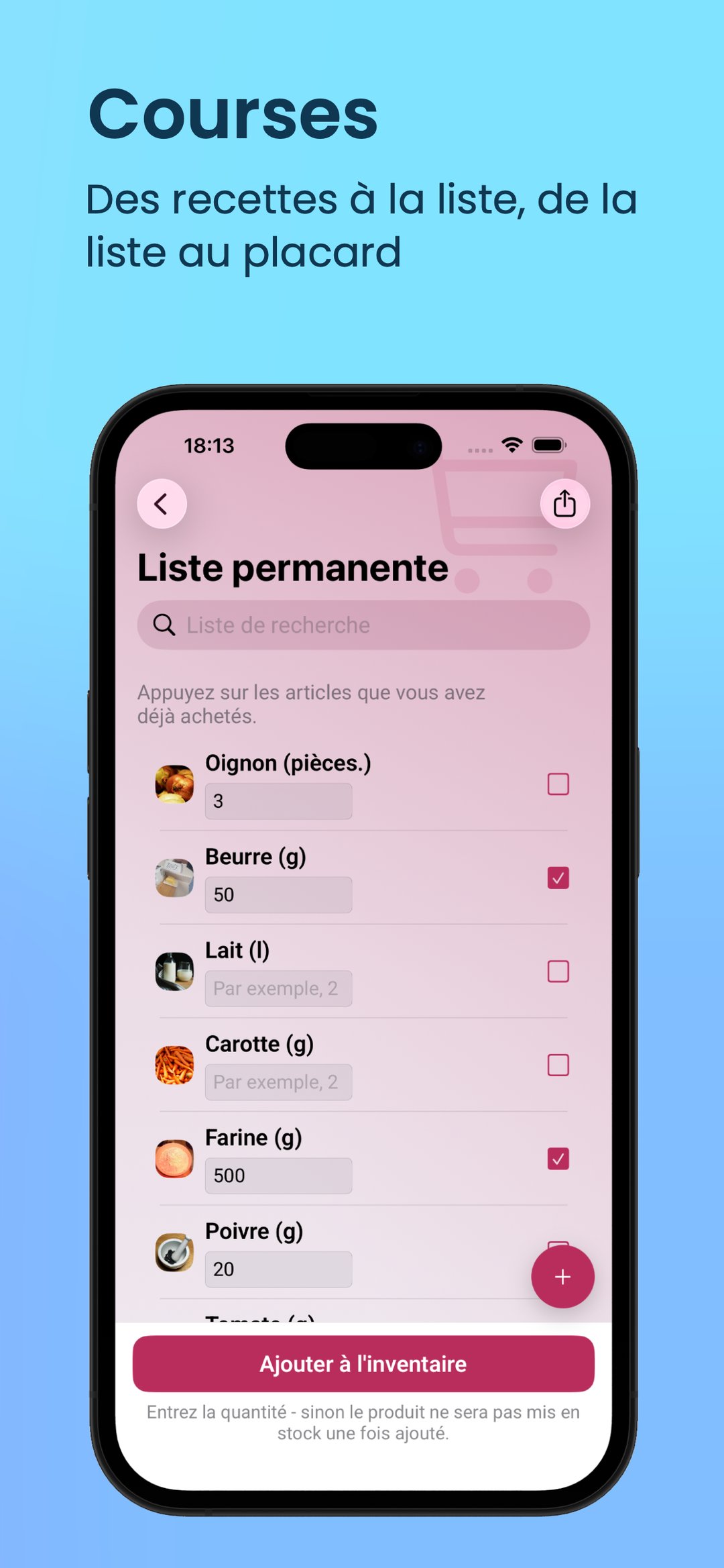 Courses : de la recette à la liste, de la liste à l’inventaire